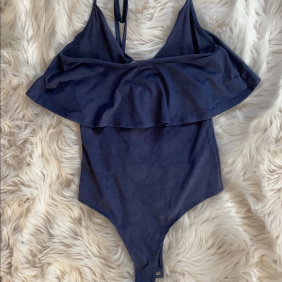 LULU’S STEAL SOME SUN NAVY BLUE SUEDE BODYSUIT - Picture 3 of 6